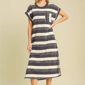 NWT UMGEE Bohemian Black Stripe Midi Dress S M L